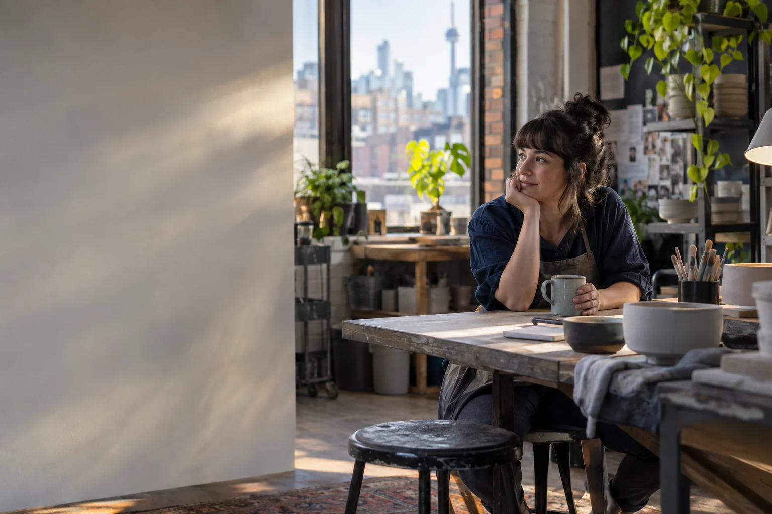 Small business owner working in their studio